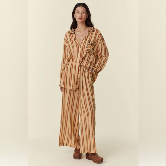 Spell Impala Lily Pants in Gold floral stripes Comfortable Comfy Vacation XL - Picture 4 of 15